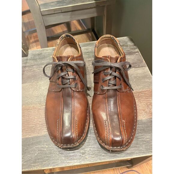 Clarks Touareg Vibe Brown Lace Up Leather Loafer sz 11W main image 4